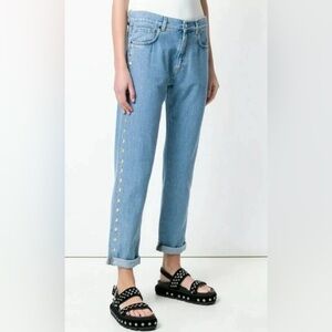 MOSCHINO COUTURE Light Wash Nailhead Studded Jeans Size‎ 8